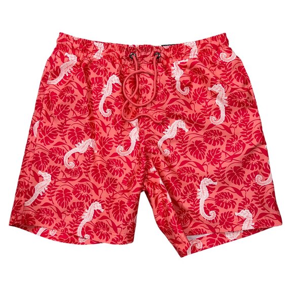 Club Room NWT Men's Coral Red Seahorse Swim Trunks Size S - Picture 1 of 10